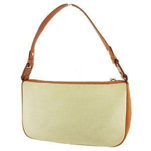 Salvatore Ferragamo shoulder bag Vala beige canvas �~ leather Auth used